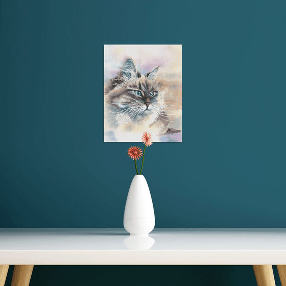 Cat portrait in soft colors