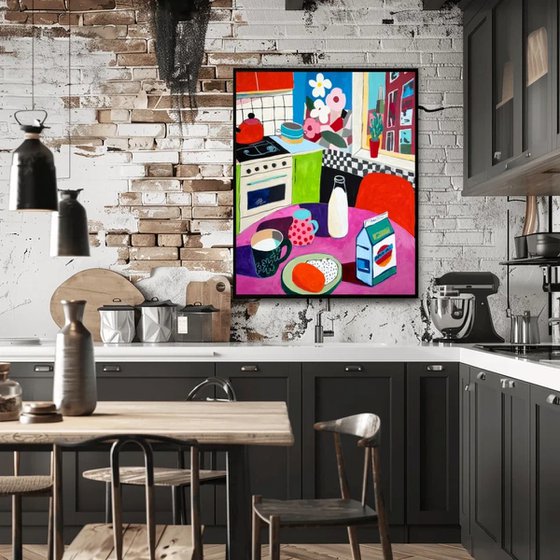 Morning Milk Carton in Floral Kitchen