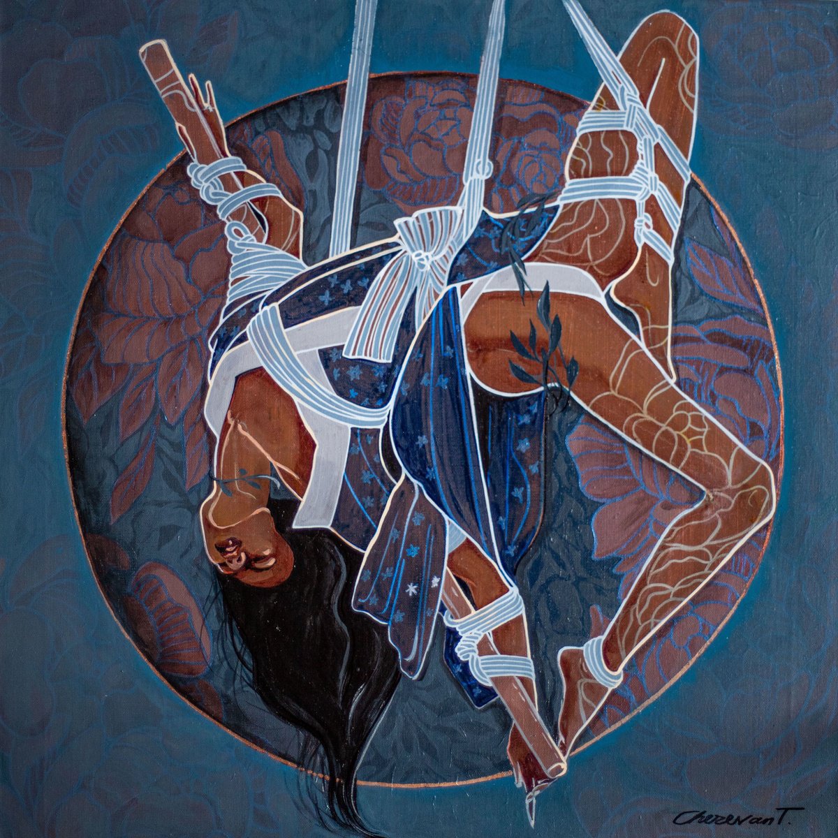 Surrealistic Acrylic Painting , Shibari Knot Play By Tetiana Cherevan, 24 X 24, Artwork For Sale On Artfinder