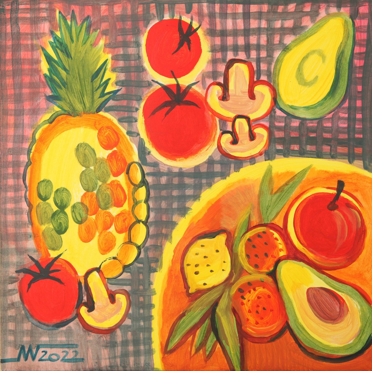 Still Life Acrylic Painting By Marina Gorkaeva, 16 X 16", Still Life, Original Artwork