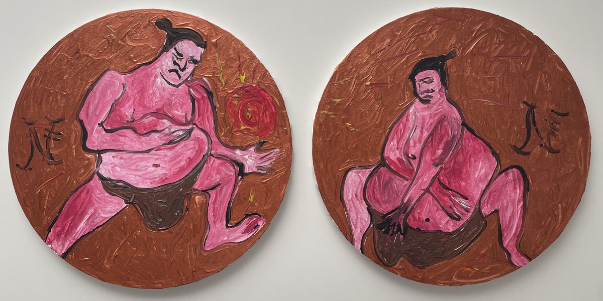 Diptych sumo wrestlers who want to eat the sun by Mattia Paoli