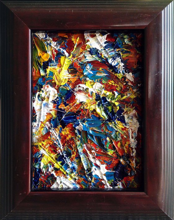 "Murder Palette" - Original PMS Micro Painting On Glass, Framed - 7.5 x 9.5 inches