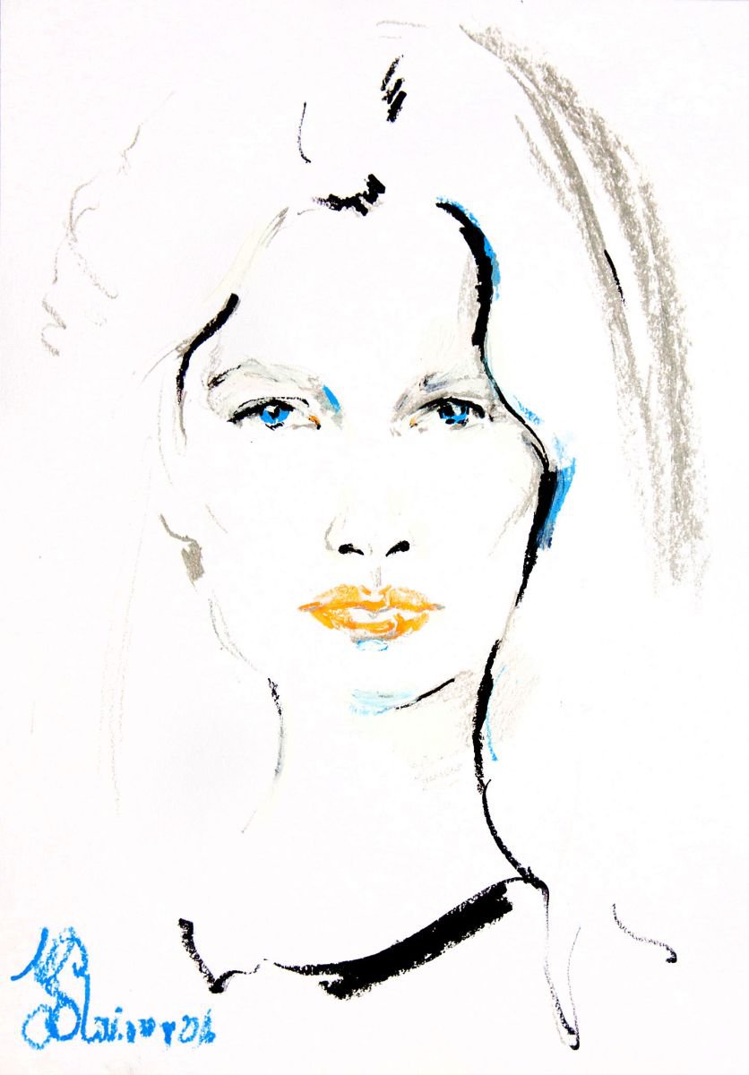 Woman portrait Sketch #3 Modern Fashion Minimalism by Daria Yablon-Soloviova