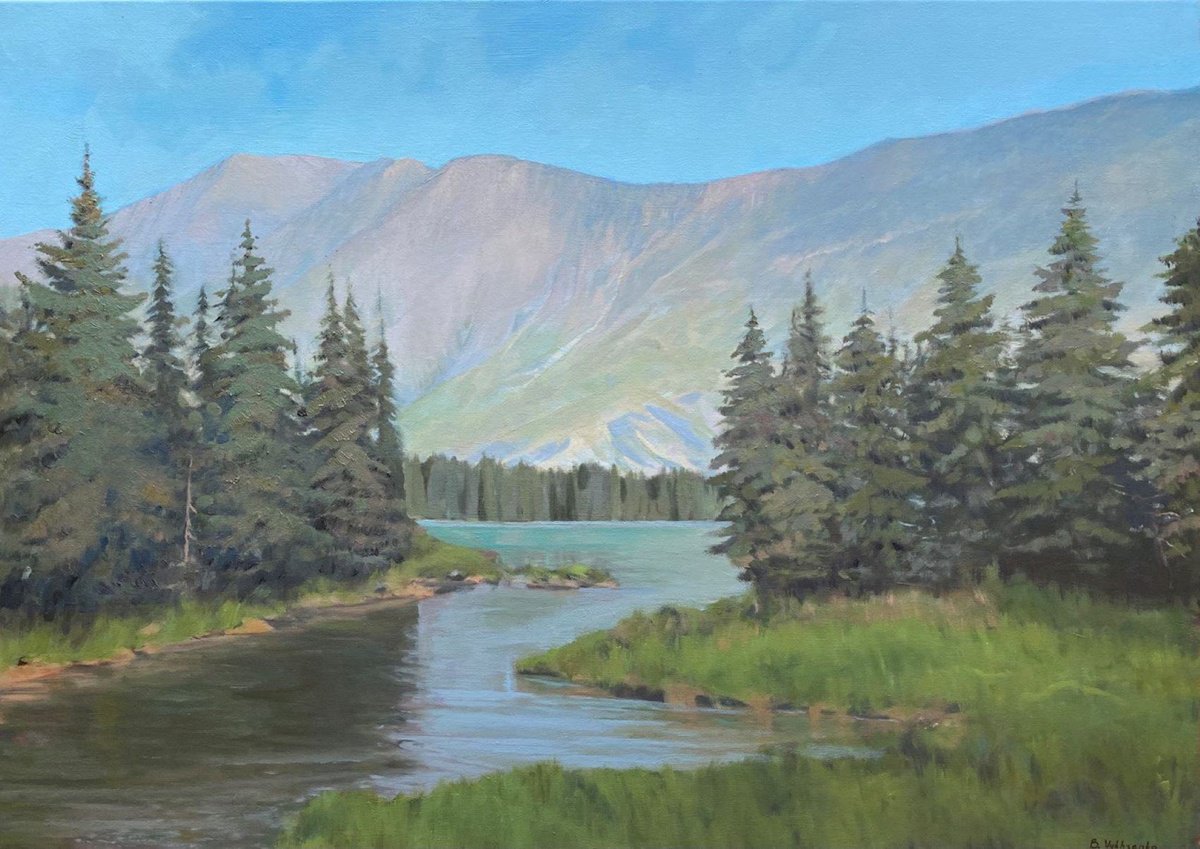 Impressionistic Landscape Oil Painting By Bohdan Vykhrenko, 28 X 20, Mountain Landscape, Original Artwork