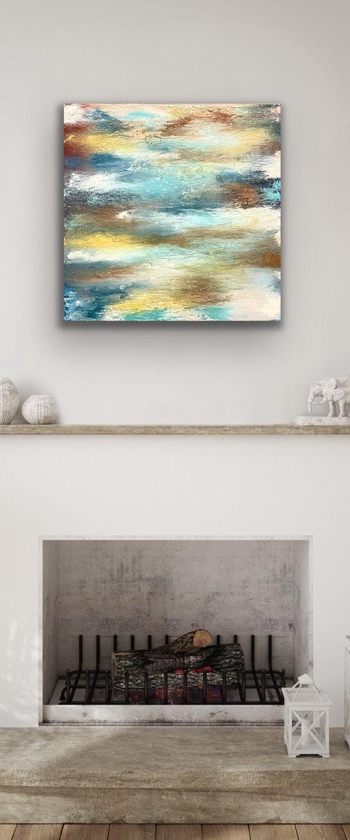 Beach Hut - Abstract - 70cm x 70cm by Jonesy