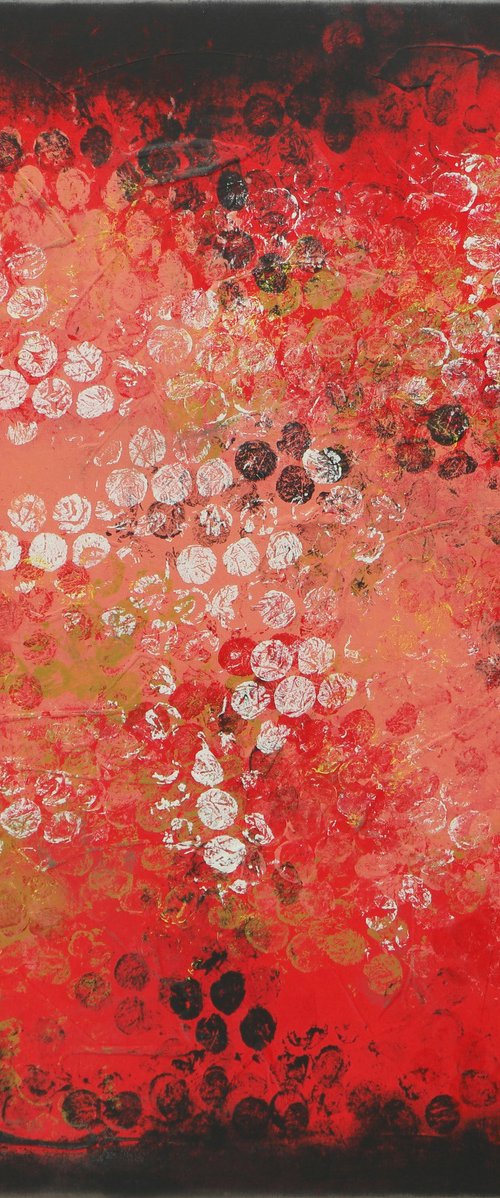 Boiling Bubbles Red square by Ronald Hunter