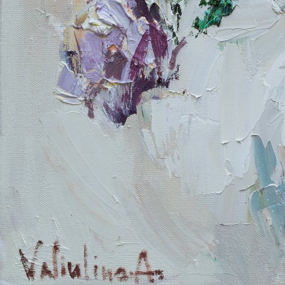 Purple roses in a vase Still life painting Original oil painting