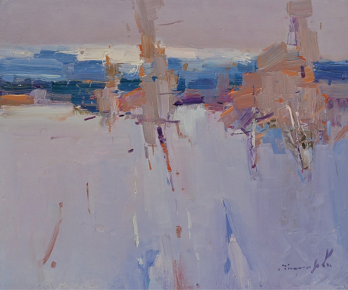 Impressionistic Landscape Oil Painting By Alexander Shandor, 13 X 11, Etude 118, Original Artwork