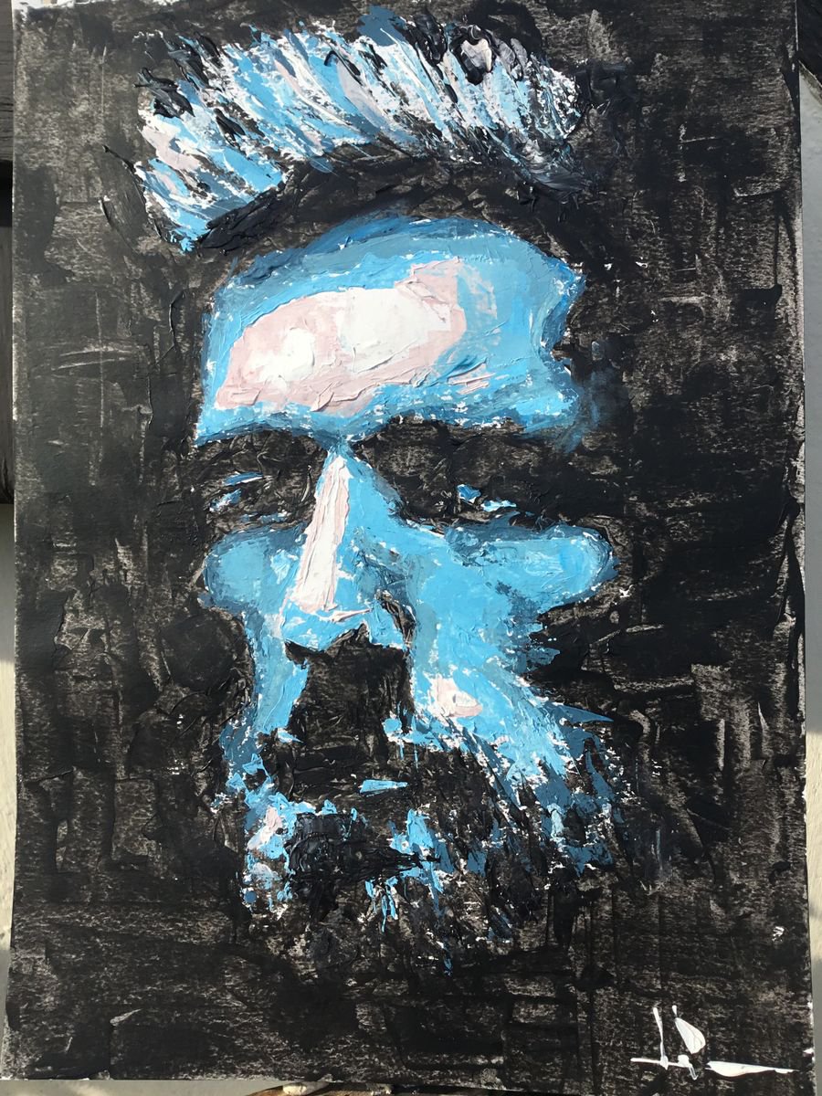 Expressive Portrait Acrylic Painting By Dominique Deve, 12 X 16, Kiri, Original Artwork