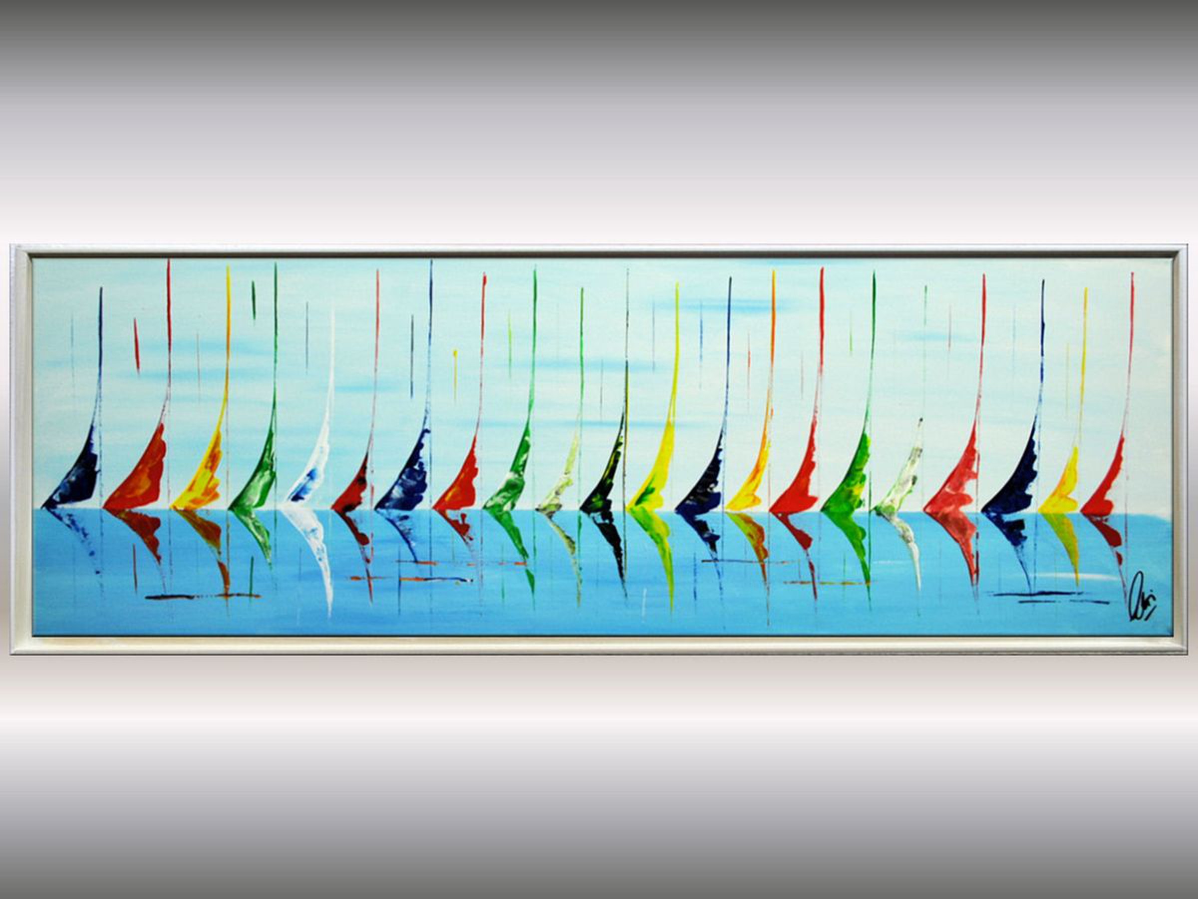 Blue Race Acrylic Abstract Painting Sailboat Pa Artfinder