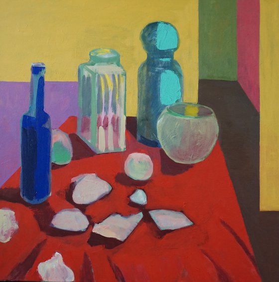 Blue Bottle with Shells