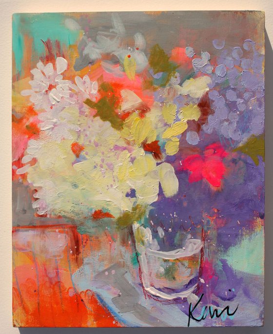 Blooming in the Morning Colorful Floral Still Life, Cheerful Spring Colors Under 100