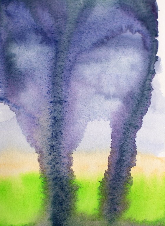 Watercolor abstract landscape May Storm