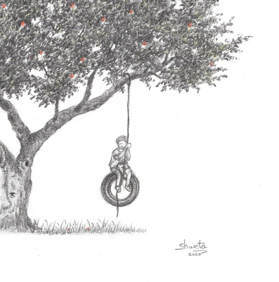 Backyard tree swing