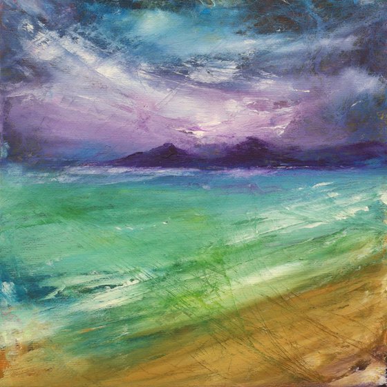 Storm over Kiloran bay, Colonsay, Scottish landscape painting
