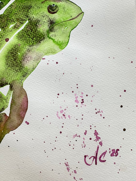 Pink Parrot and Chameleon