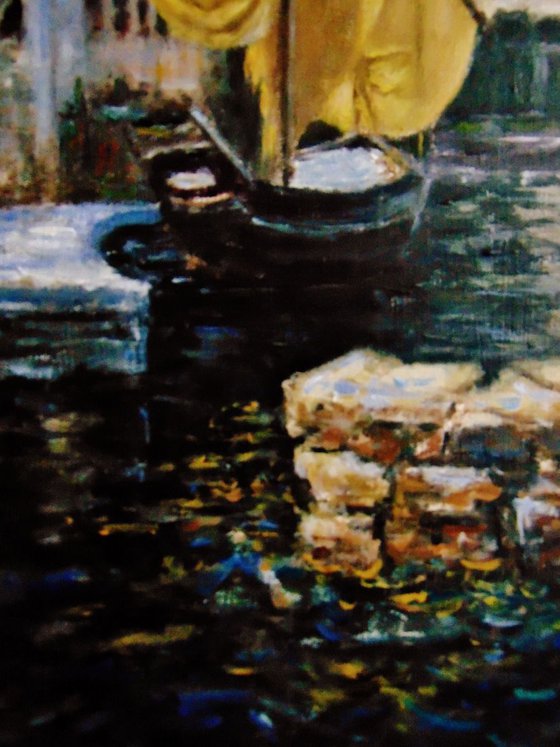 A boat with a golden sail, San Vigilio/free shipping in USA