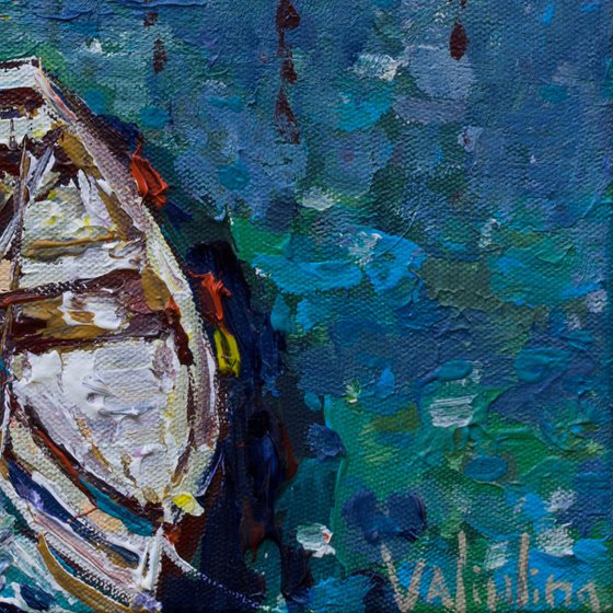 Moored boats - Original acrylic seascape painting