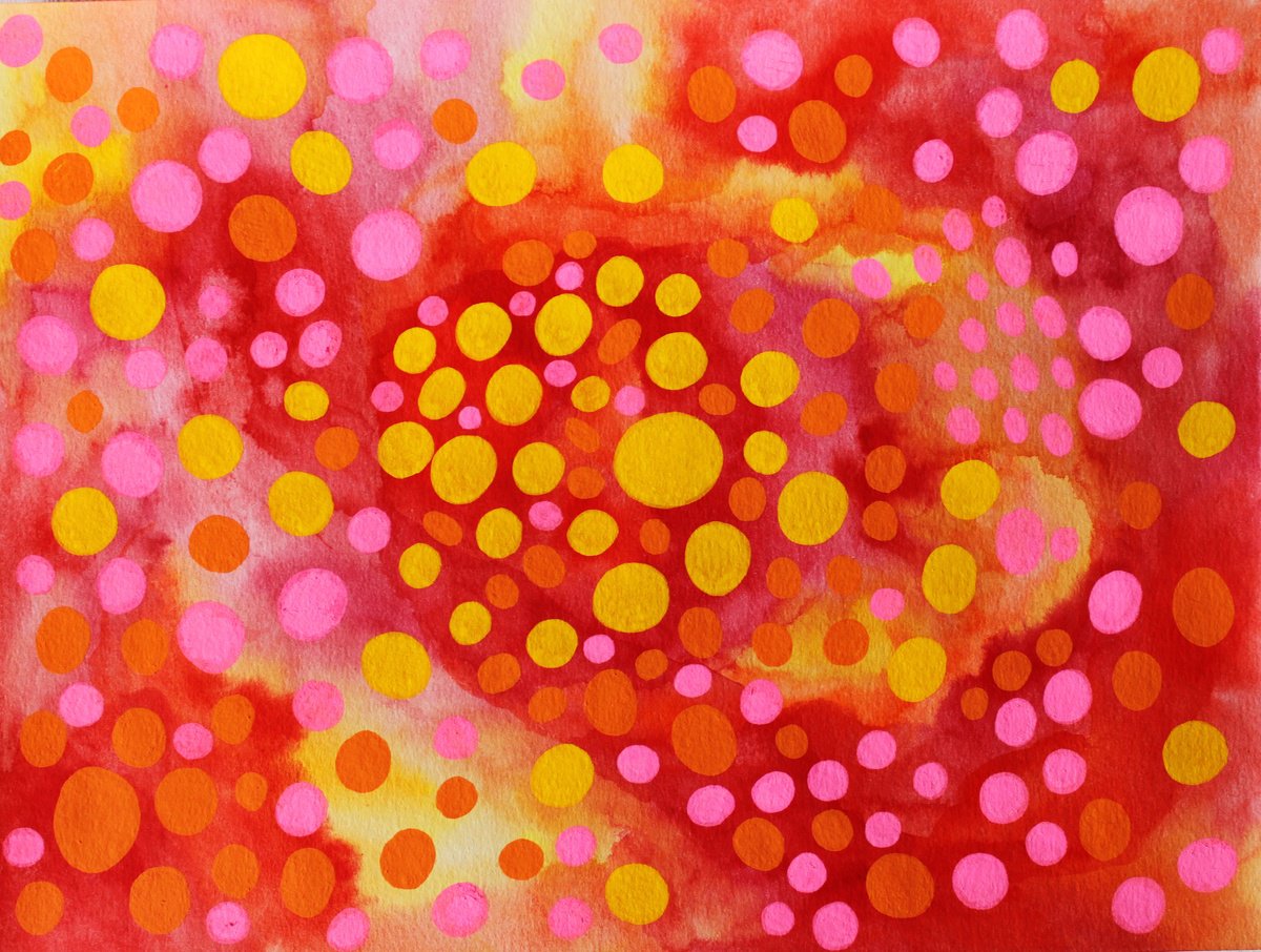 Expressive Abstract Painting By Veronika Demenko, 11 X 8", Organic Geometry N.19, Original Artwork