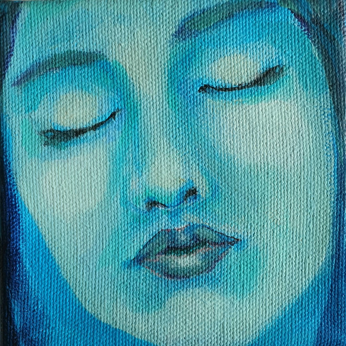 Expressive Portrait Drawing By Ksenia June, 4 X 4", Sisterhood - Alienor, Original Artwork