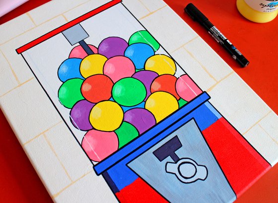 Retro Gumball Machine Painting