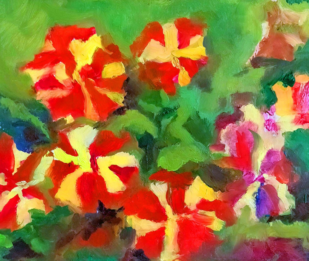 Petunias Abstract #1 by Ann Cameron McDonald