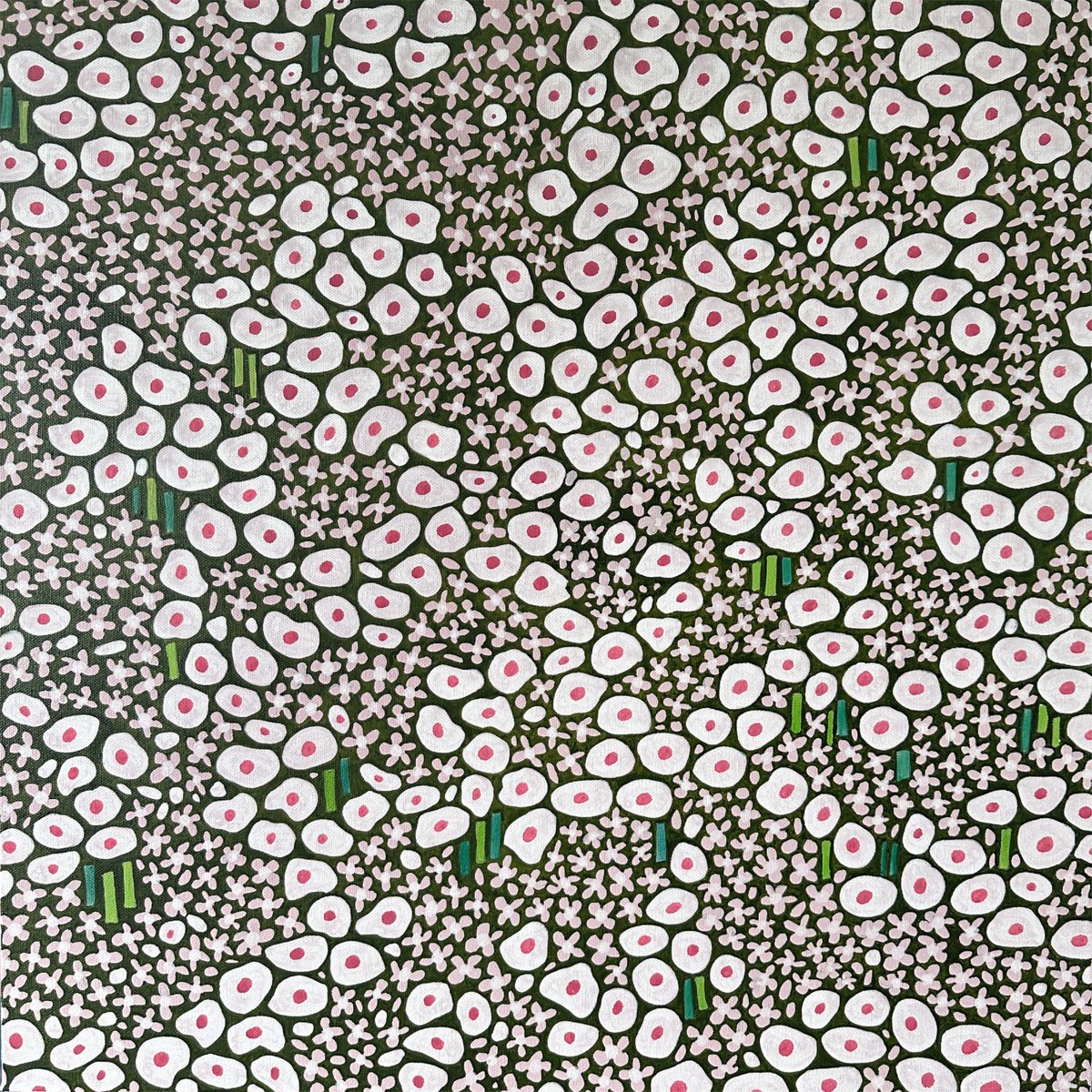 Abstract Botanical Acrylic Painting By Jennifer Bell, 24 X 24, Flower Garden, Original Artwork