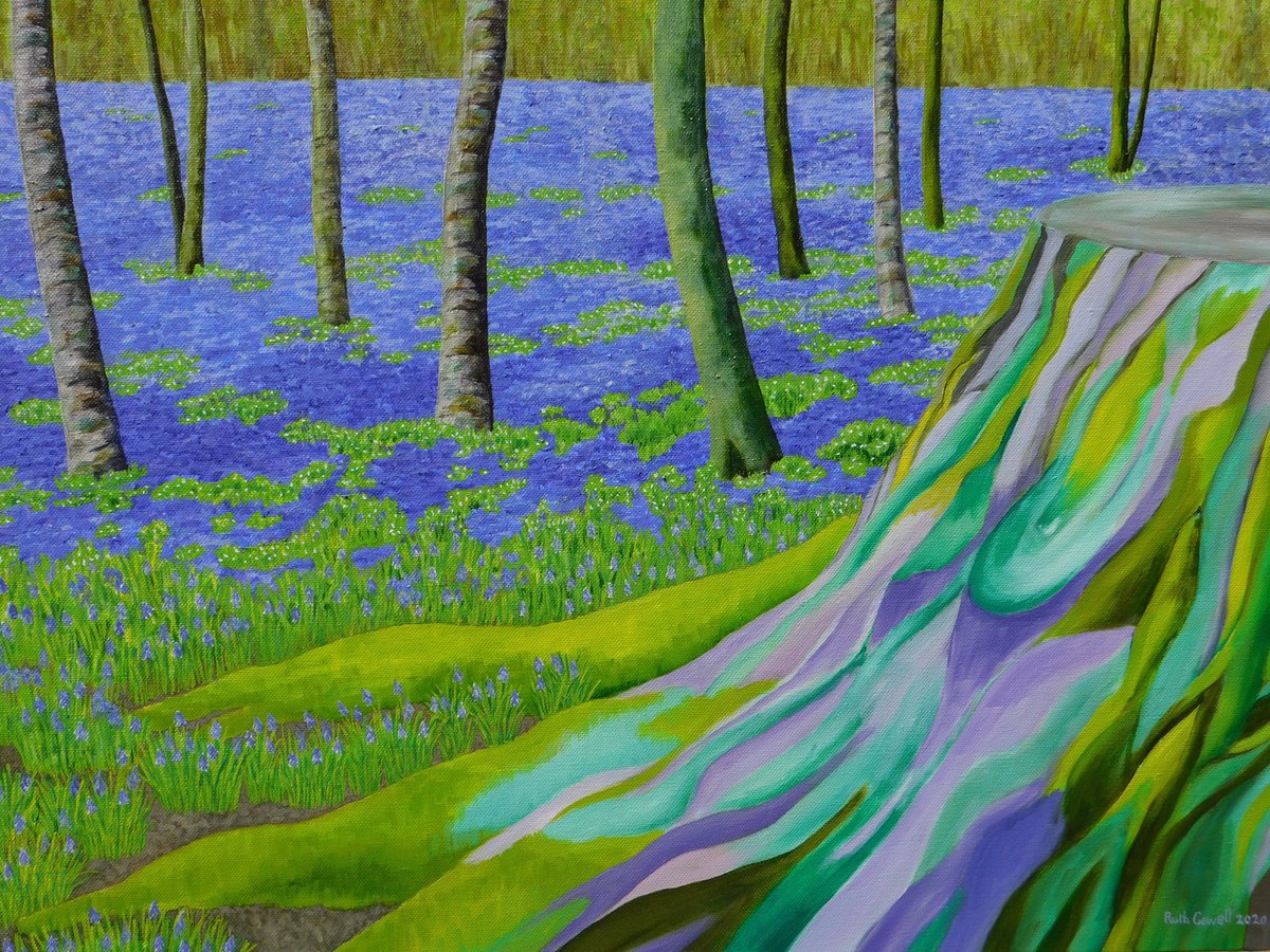 Photorealistic Oil Painting , The Bluebell Wood By Ruth Cowell, 24 X 18, Artwork For Sale On Artfinder