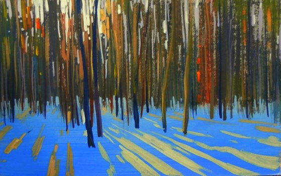 Forest. Original painting 30x18.5 cm