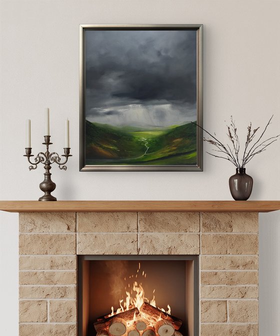 Illuminated Valley, Original oil painting