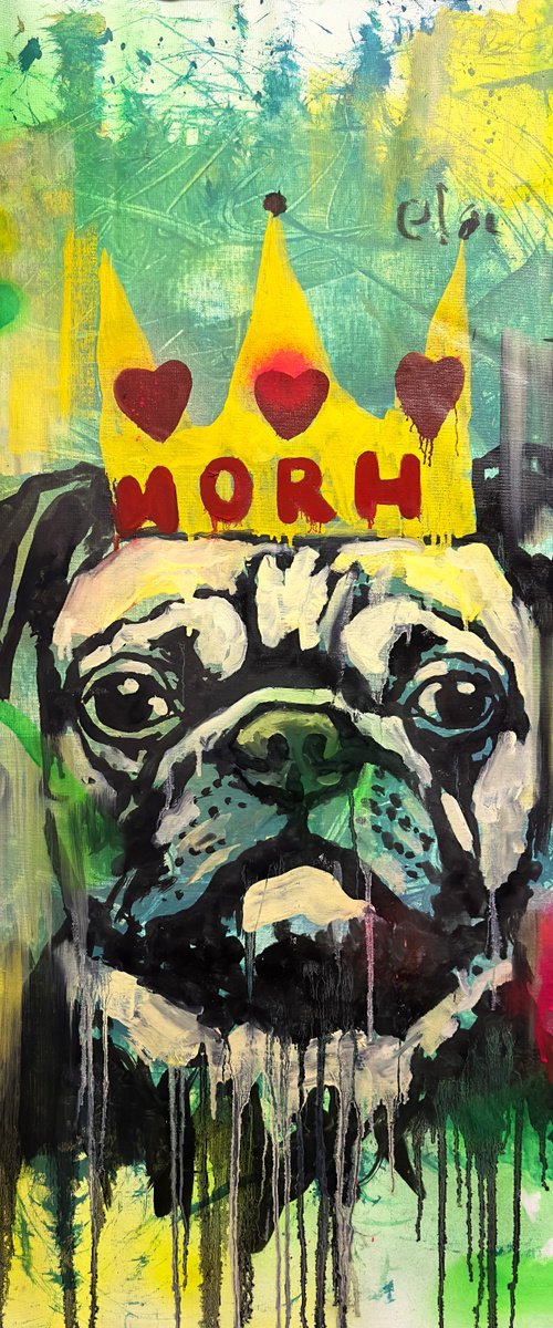 Noise of the Streets: Pug. 31.5 x 34.65in (80cm x 88cm) by Anatoliy Menkiv