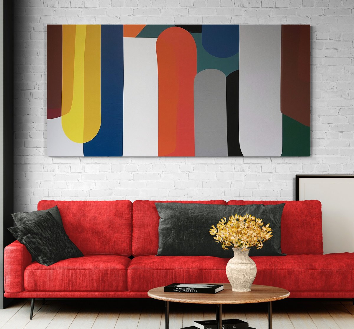 Abstract Acrylic Painting By V+V Kniazievi, 79 X 39", Change Of Plan #1, Original Artwork