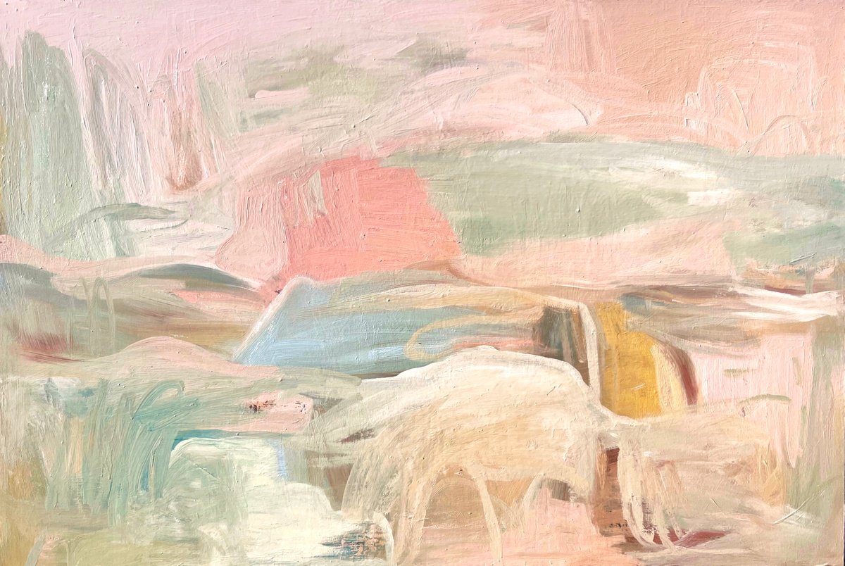 Expressive Abstract Oil Painting By Claudia Trongmo, 59 X 39, Still I