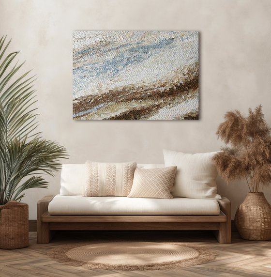 "Bona" Abstract blue brown high textured art
