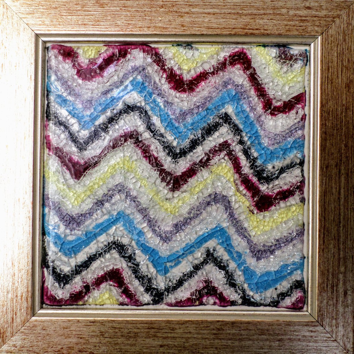 Geometric Abstract Relief By Rossitza Trendafilova, 10 X 10", "Waves I", Original Artwork