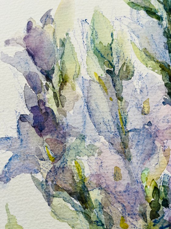 Bouquet of bluebells. Original watercolour painting.