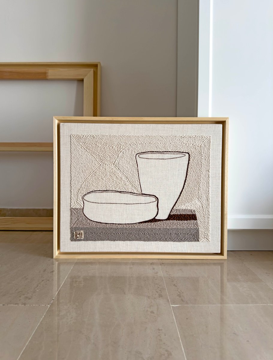 Graphic Still Life Relief By Milena Paladino, 21 X 17", Vase Composition Xv