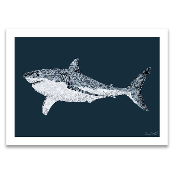 Great White Shark - Stippling Illustration