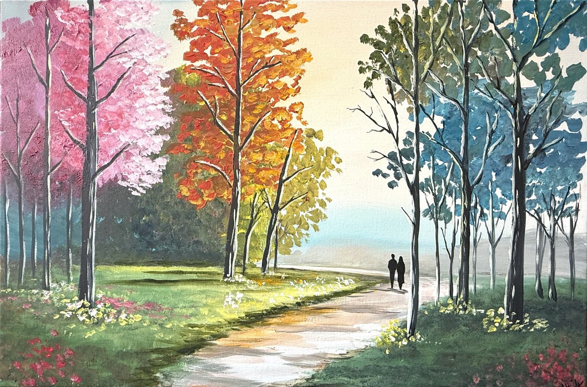 Impressionistic Landscape Acrylic Painting By Aisha Haider, 30 X 20, Where The Peace Is, Original Artwork