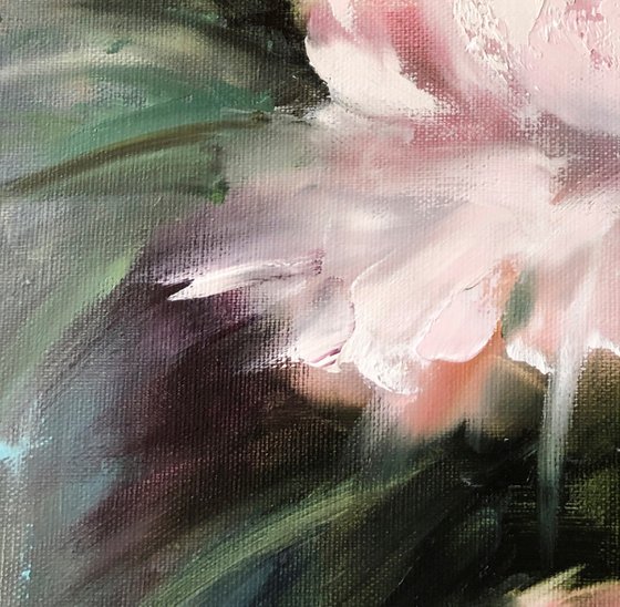 ROYAL PEONY - Large Flowers. Peony art. Peony Flowers. Bedroom. Gray wall. Blush. Abstract peony. Pink. Peony Bouquet.