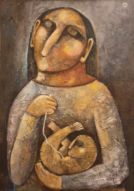 Maternity (Acrylic painting, 50x70cm, ready to hang)