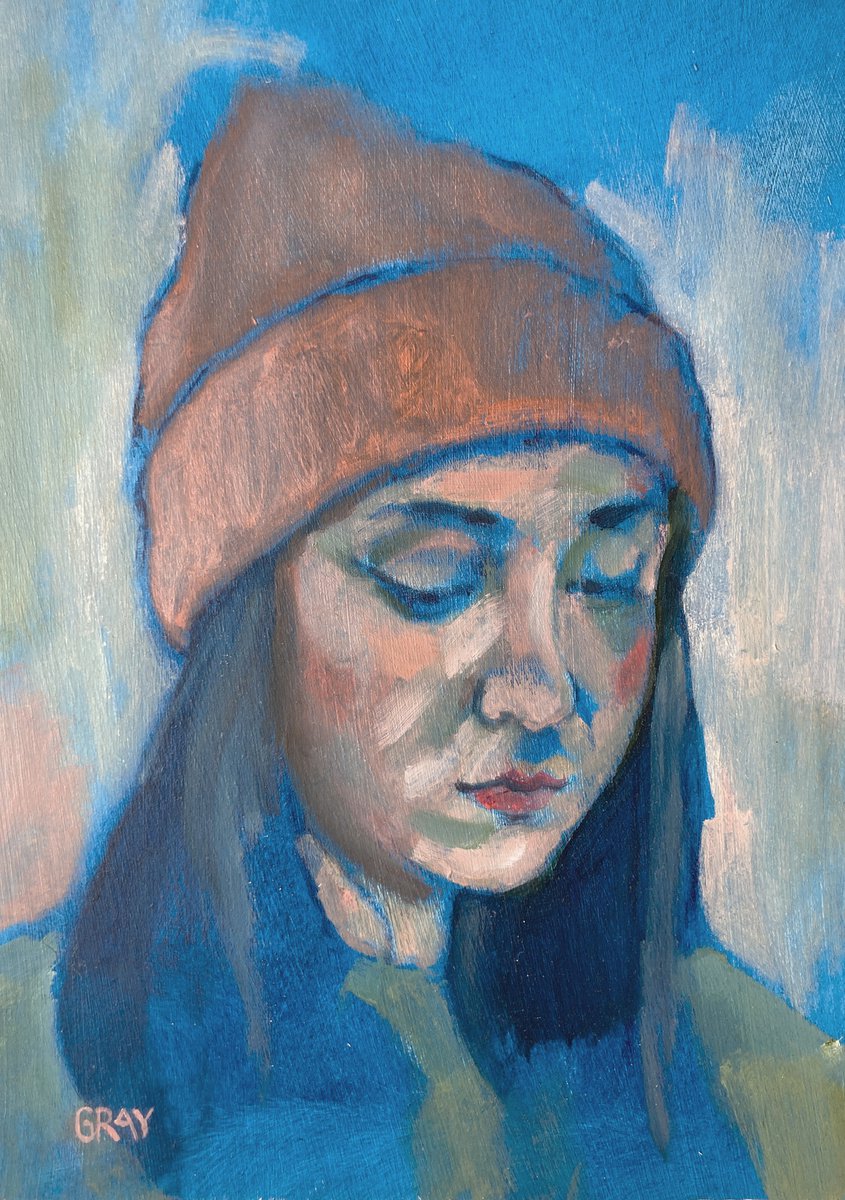 Girl with Orange Hat by Donna Gray
