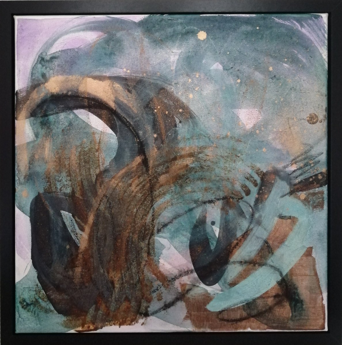 Abstract Painting By Olga David, 14 X 14", Network 2, Original Artwork