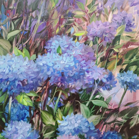 Hydrangea flowers painting