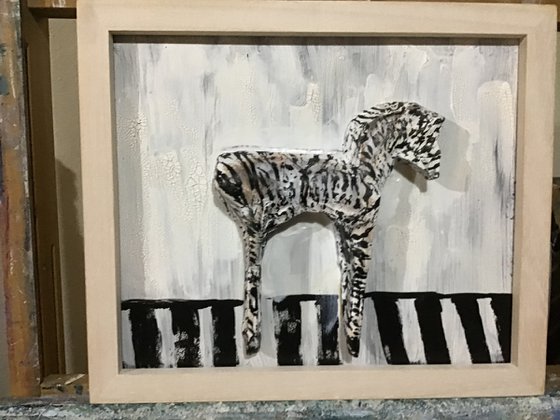 Sculpture Zebra Framed  'Zebra Crossing' By maxine Martin