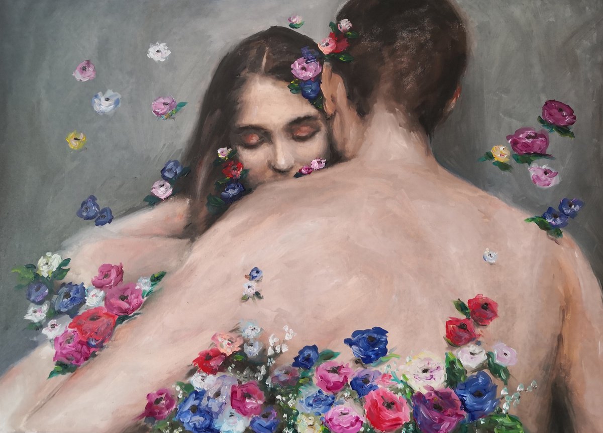 Impressionistic Portrait Oil Painting By Dif | Diletta Innocenti Fagni, 28 X 20, Dream With Me, Original Artwork