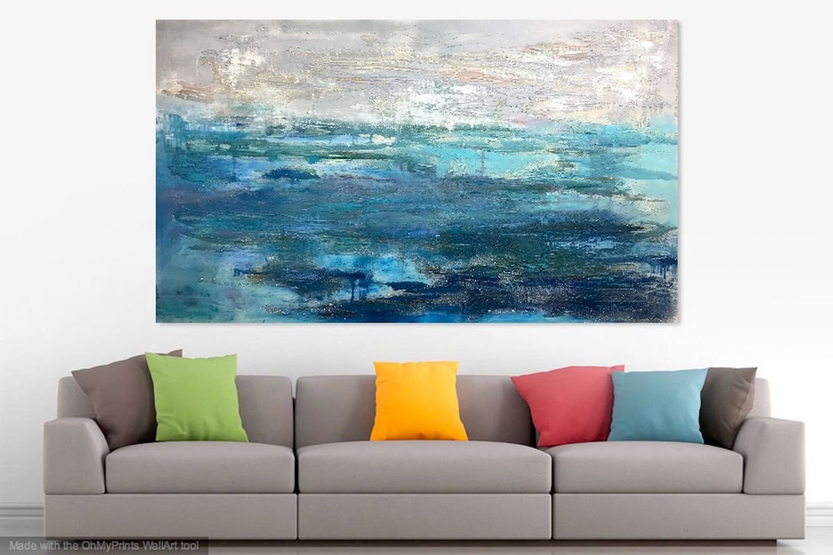 Abstract Landscape Interior Wall Decor - Abstract Large Canvas Mixed ...