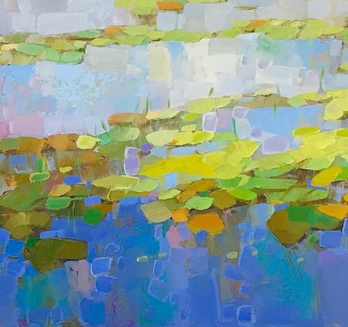 Waterlilies Pond, Original oil Painting, Impressionism, Handmade artwork, One of a Kind by Vahe Yeremyan