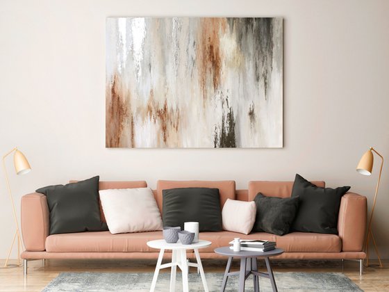 "Instant 2" Abstract gray brown beige art