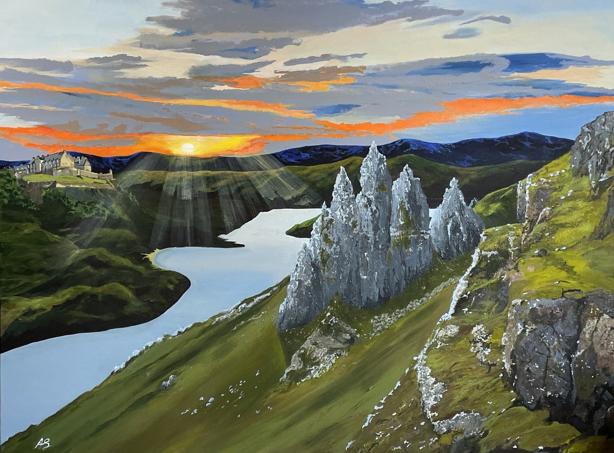 Landscape Acrylic Painting By Anne Shaughnessy, 48 X 36, Visions Of Scotland, Original Artwork